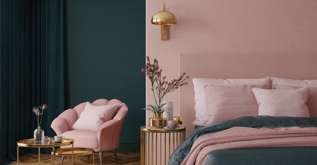 pink two-color combination for bedroom walls
